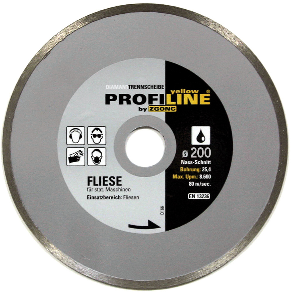 DiamantTrennscheibe Fliese 200 mm Ø YELLOW PROFI LINE