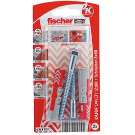 2 Dübel + Schrauben Duopower 12 x 60 mm