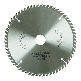 HM-Sägeblatt 210 x 30/25 mm Ø, 64 Zähne