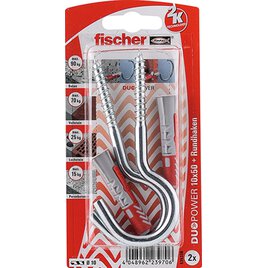 2 Dübel + Rundhaken Duopower 10 x 50 mm