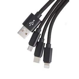 3in1 USB Ladekabel für USB-C, Lightning und Micro USB Schnittstelle