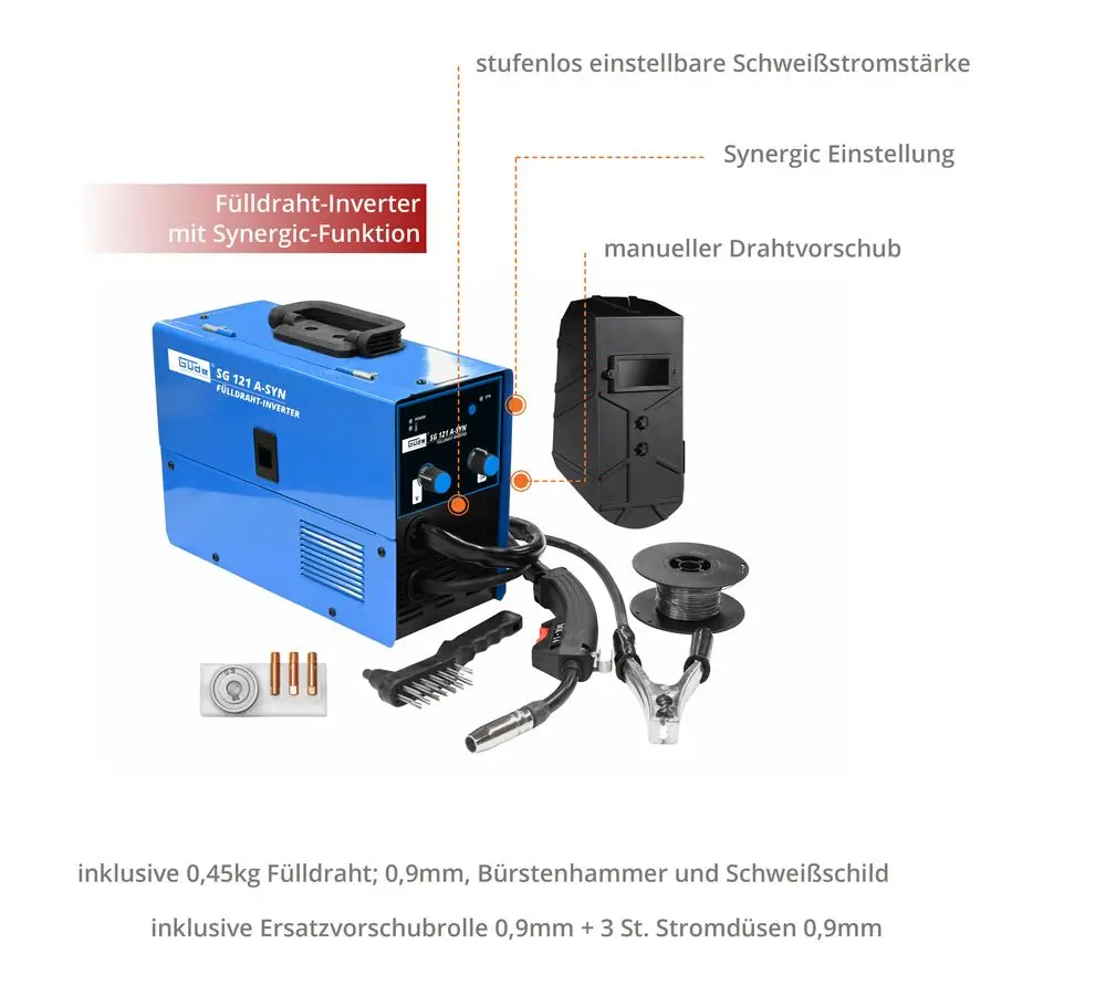 Güde 20079 Fülldraht-Schweißgerät SG 131 A-SYN (230 V, Inverter