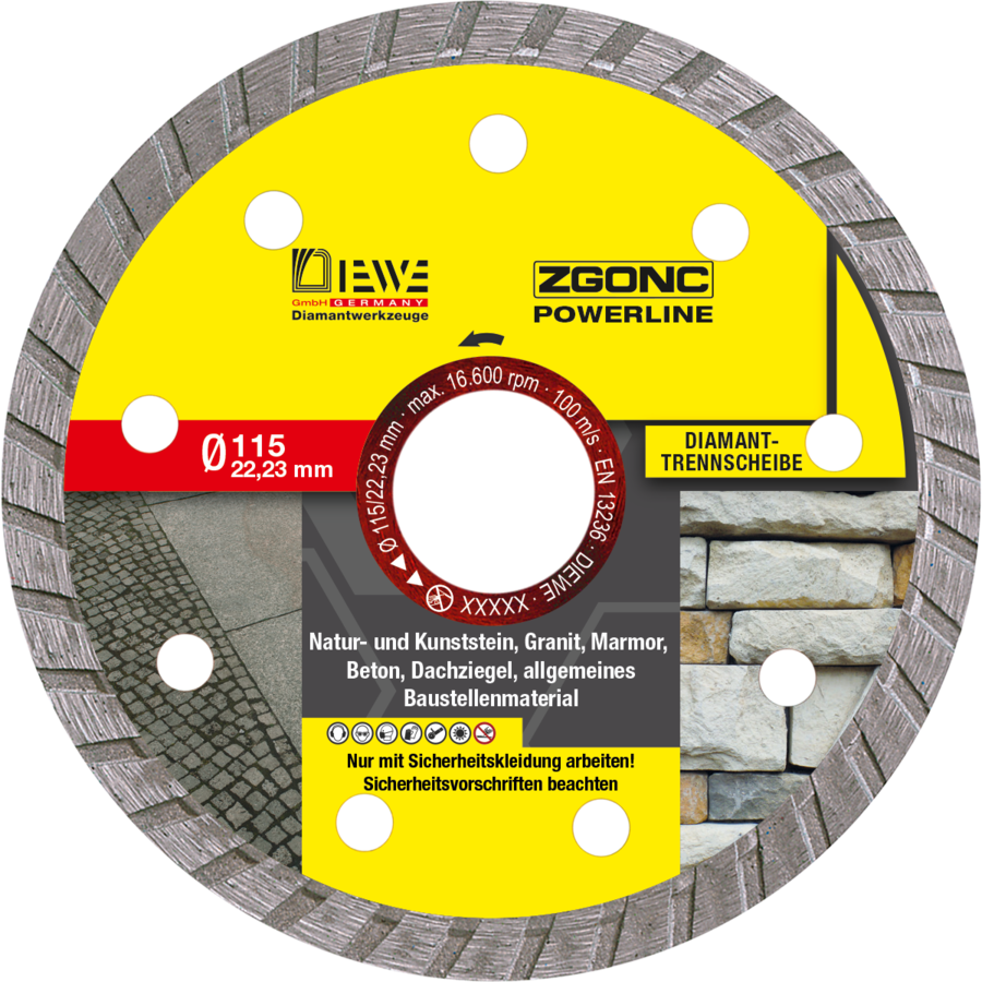 Diamanttrennscheibe POWERLINE Stein 115 Zgonc ZGONC