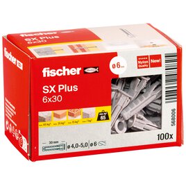 100 Dübel Spreizdübel SX Plus 6 x 30