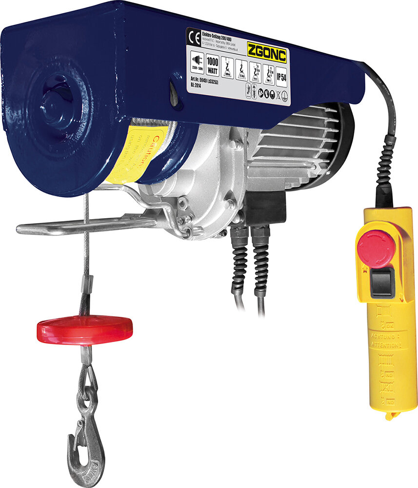 VEVOR Elektrischer Seilhebezug 200 Kg – 480 W, Mit Funkfernbedienung (100 M), Not-Aus, Für Werkstatt & Kran