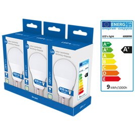 3 LED-Lampen E 27, 9 W