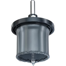 Lochsäge hartmetallbestreut, mit Trägerteller und Zentrierbohrer, ø 68 mm