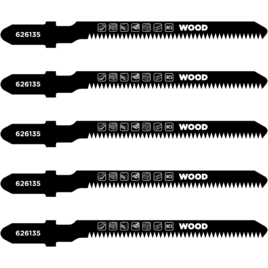 Stichsägeblätter HCS Stahl, T-Schaft, Kurve, 5Stk.