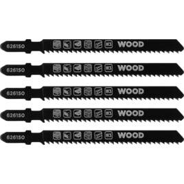 5 HCS-Stichsägeblätter, Holzbearbeitung, DOWN CUT, T-Schaft, fein