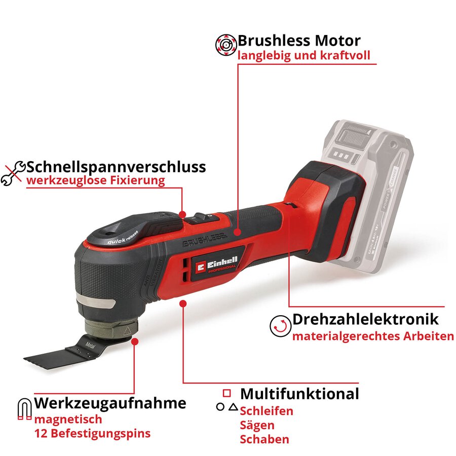Utensile Multifunzione Einhell TP-MG 18 Li BL | Brushless, 18V, Con Mandrino Magnetico E Accessori - Senza Batteria - Foto 10