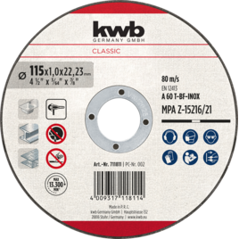 Trennscheibe zur Edelstahl- und Stahlbearbeitung, Ø 115 mm x 1,0