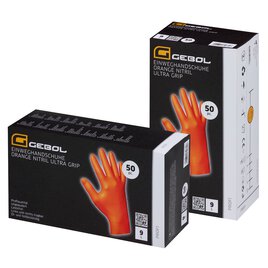 Einweghandschuh "Orange Nitril Ultra Grip" ungepudert Gr. XL, 50 Stück