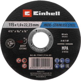 Inox-Gewebetrennscheiben-Set für Metall, gerade, extra dünn, in Dose, 10-tlg., Ø 115 x 1 mm