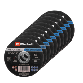 10 Inox-Gewebetrennscheiben für Metall, gerade, extra dünn, in Dose, Ø 115 x 1 mm