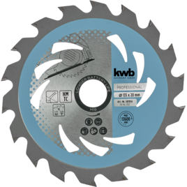 Dünnschnitt-Kreissägeblatt, hartmetallbestückt, Z 18, Ø 135 x 20 mm