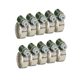 10 Inox-Schlauchklemmen 10 - 20 mm